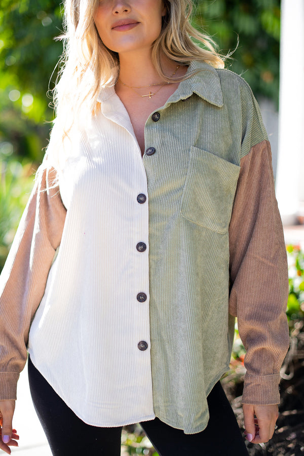 Call Me Colour Block Cord Shirt - Finding July