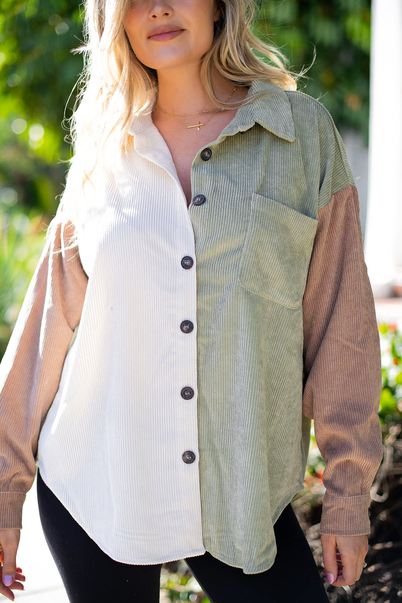 Call Me Colour Block Cord Shirt - Finding July