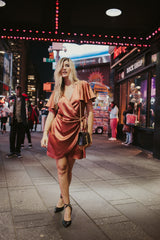 Shine Bright Satin Wrap Dress - Finding July