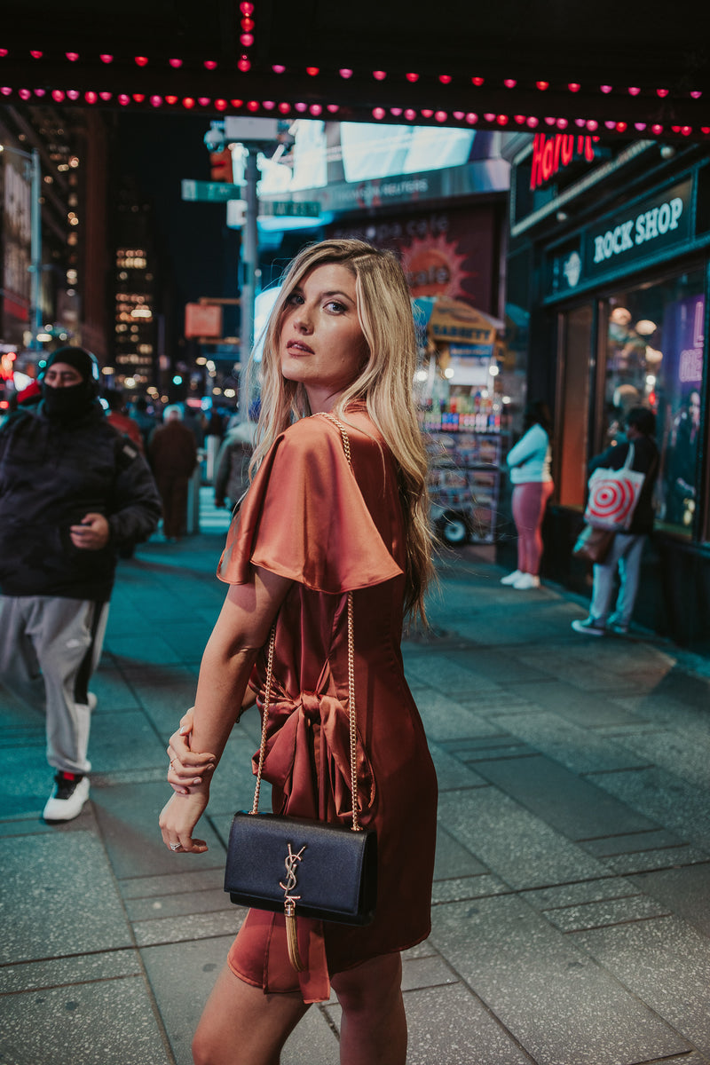 Shine Bright Satin Wrap Dress - Finding July